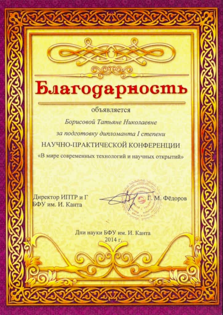 Документы об образовании Борисова Татьяна