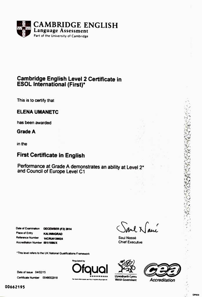 Документы об образовании Ищенко Елена