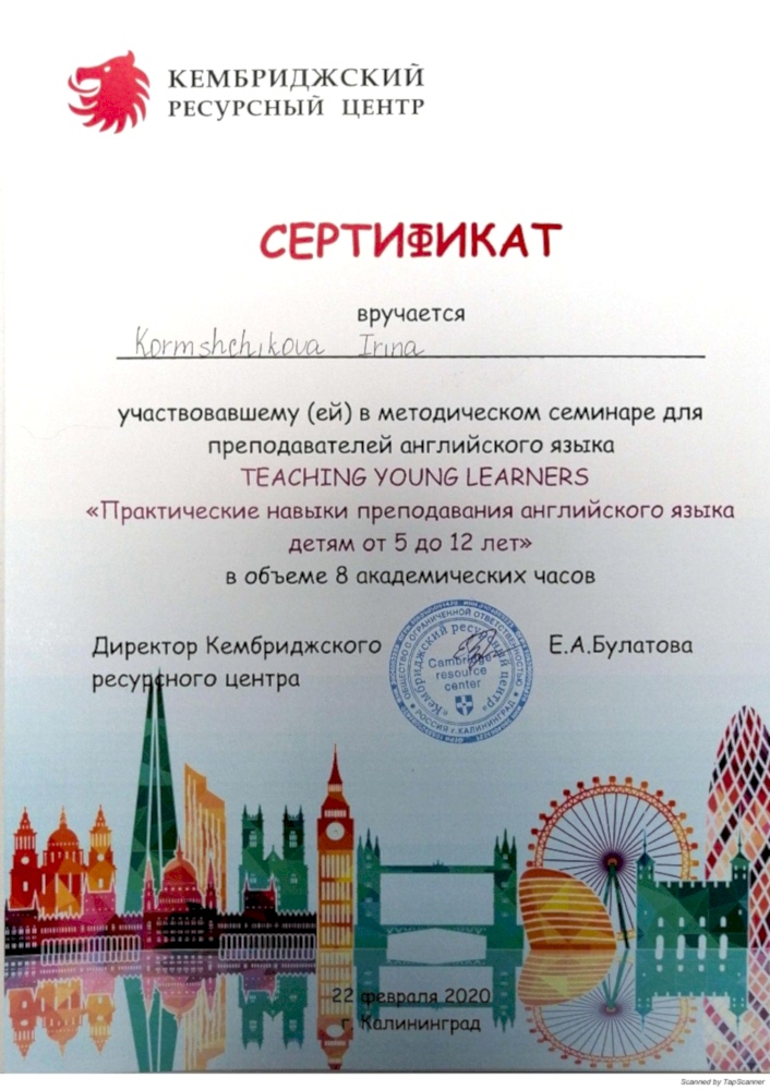 Документы об образовании Кормщикова Ирина